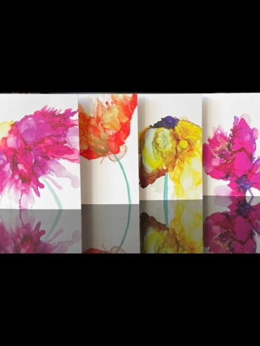 Floral ink cards with reflection 1
